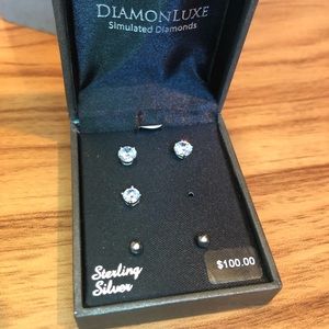 Sterling Silver Simulated Diamond Stud Earring Multipack Set